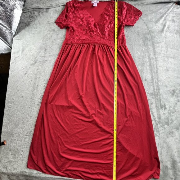 Amoureuse Dress Womens Medium Lace Short Sleeve V Neck Empire Maxi Gown Elegant - Picture 7 of 9